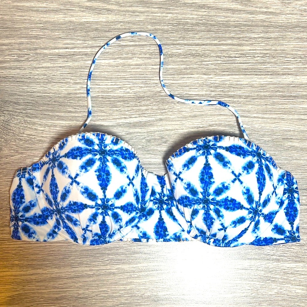Bikini Lab Blue & White Tye Dye Bikini Swim Top
